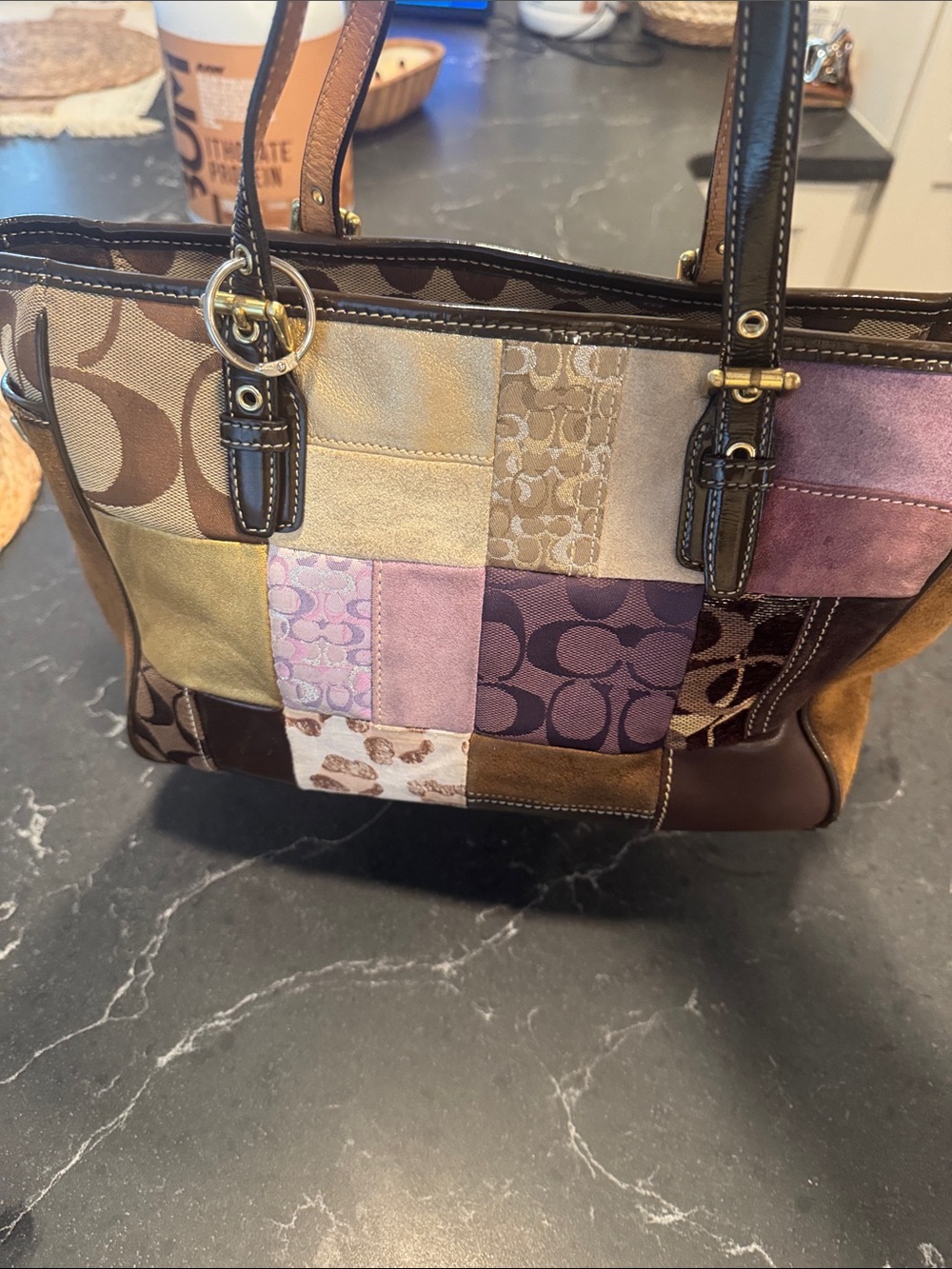 Rare vintage 2005 coach holiday patchwork tote 9499 Y2K